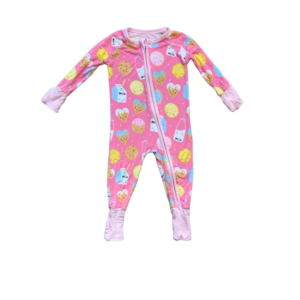 Little Sleepies Bamboo Pink Milk & Cookies Zippy Pajamas